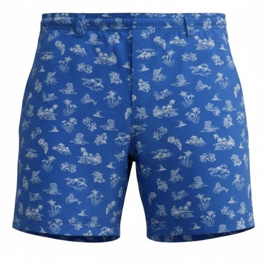 Columbia PFG Swim Trunks Shorts Mens XL Blue Island Mermaid Fish Fishing